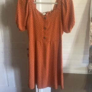 Monteau Terracotta Puff Sleeve Mini Dress